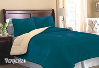 ANDES TURQUOISE SOLID COLOR BLANKET WITH SHERPA SOFTY AND WARM 3 PCS KING SIZE