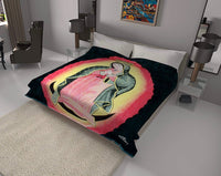 VIRGIN MARY LADY OF GUADALUPE GREEN COLOR SOLARON KOREAN MINT PLUSH BLANKET VERY HEAVY SOFTY AND WARM QUEEN SIZE
