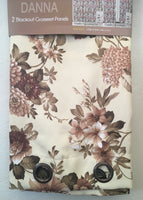 DANNA FLOWERS COFFEE COLOR BLACKOUT GROMMET CURTAINS WINDOWS PANELS (110”x84”)