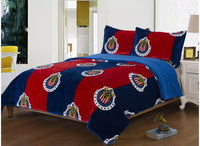 CLUB CHIVAS MEXICAN SOCCER ORIGINAL LICENSED BLANKET WITH SHERPA VERY SOFT THICK AND WARM 3 PCS QUEEN SIZE