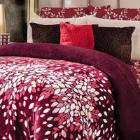 LEAVES TINTO BLANKET WITH SHERPA SOFTY THICK AND WARM QUEEN SIZE
