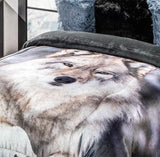 WOLF BLANKET WITH SHERPA VERY SOFTY THICK AND WARM KING SIZE MADE IN MEXICO
