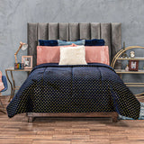AMOR BLUE AND GOLD FOIL BLANKET WITH SHERPA SOFTY THICK AND WARM FULL SIZE