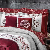 ELIZA VINTAGE FLOWERS DECORATIVE REVERSIBLE COMFORTER SET 6 PCS KING SIZE