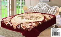 FLOWERS BROWN PARADISE PLUSH BLANKET SOFTY AND WARM QUEEN SIZE