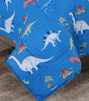 DINOSAURS TEENS KIDS BOY REVERSIBLE COMFORTER SET 2 PCS TWIN SIZE 60% COTTON AND 40% POLYESTER