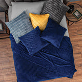 NAVAL BLUE LIGHT BLANKET SOFTY AND WARM 3 PCS QUEEN SIZE