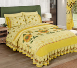 SUNFLOWER YELLOW DECORATIVE BEDSPREAD COVERLET SET 1 PCS QUEEN SIZE MADE IN MEXICO