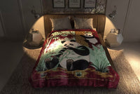PANDA BEAR  SOLARON KOREAN MINK PLUSH BLANKET VERY THICK SOFTY AND WARM KING SIZE