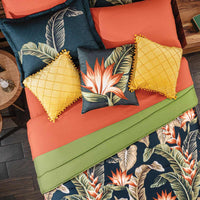 SAFARI TROPICAL LEAVES DECORATIVE REVERSIBLE COMFORTER SET 8 PCS QUEEN SIZE