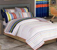 SUPER COOL STRIPED TEENS KIDS BOYS REVERSIBLE COMFORTER SET 3 PCS FULL SIZE 60% COTTON AND 40% POLYESTER