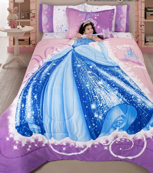 MAGIC PRINCESS TEENS KIDS GIRLS REVERSIBLE COMFORTER SET 3 PCS FULL SIZE