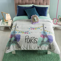 PARIS TEENS KIDS GIRLS WINTER BLANKET WITH SHERPA VERY SOFTY AND WARM TWIN SIZE