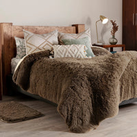 MOKA SHAGGY BLANKET WITH SHERPA SOFTY THICK AND WARM CALIFORNIA KING SIZE