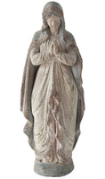 VIRGIN MARY FIGURE SCULPTURE MAGNESIA VINTAGE REPRODUCTION GRAY BY CREATIVE CO-OP