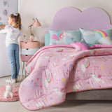 UNICORN GLOWS IN THE DARKNESS REVERSIBLE COMFORTER SET 3 PCS TWIN SIZE