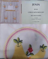 ALASKA PEARS FRUITS YELLOW COLOR EMBROIDERED DECORATIVE KITCHEN CURTAIN 3 PCS SET