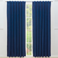 NAVY BLUE VIASOFT MID LIGHT CURTAINS WINDOWS PANELS LONG 2 PCS