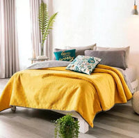 MUSTARD AND GRAY SPECIAL FABRIC REVERSIBLE ULTRA SLIM NOVO COMFORTER 1 PCS QUEEN SIZE