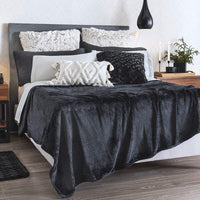 BLACK SOLID COLOR LIGHT BLANKET SOFTY AND WARM THROW SIZE