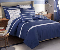 MARINE GEOMETRIC REVERSIBLE COMFORTER SET 4 PCS KING SIZE 60% COTTON AND 40% POLYESTER