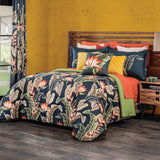 SAFARI TROPICAL LEAVES DECORATIVE REVERSIBLE COMFORTER SET 8 PCS QUEEN SIZE