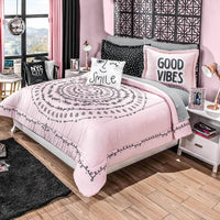 LOVE MANDALA TEENS KIDS GIRLS REVERSIBLE COMFORTER SET 3 PCS TWIN SIZE 100% MICROFIBER