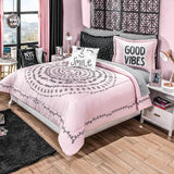 LOVE MANDALA TEENS KIDS GIRLS REVERSIBLE COMFORTER SET 3 PCS TWIN SIZE 100% MICROFIBER