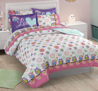 OWLS FURBY TEENS KIDS GIRLS REVERSIBLE COMFORTER 3 PCS FULL SIZE