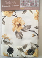 DANNA FLOWERS YELLOW COLOR BLACKOUT GROMMET CURTAINS WINDOWS PANEL (110”x84”)