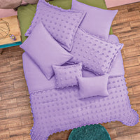 ORCHID LAVENDER POM POMS DECORATIVE REVERSIBLE COMFORTER SET 7 PCS QUEEN SIZE