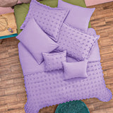 ORCHID LAVENDER POM POMS DECORATIVE REVERSIBLE COMFORTER SET 7 PCS QUEEN SIZE
