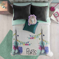 PARIS TEENS KIDS GIRLS WINTER BLANKET WITH SHERPA VERY SOFTY AND WARM TWIN SIZE