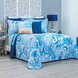 OCEAN SHELLS DECORATIVE REVERSIBLE BEDSPREAD SET 9 PCS FULL SIZE