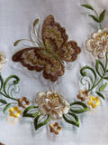 BUTTERFLY GOLD AND BEIGE EMBROIDERED DECORATIVE KITCHEN CURTAIN 3 PCS SET
