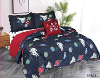 SPACE PLANETS TEENS KIDS BOYS DECORATIVE BEDSPREAD QUILTED SET 5 PCS FULL SIZE