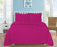 MARIBEL HOT PINK SOLID COLOR DECORATIVE BEDSPREAD COVERLET SET 3 PCS KING SIZE