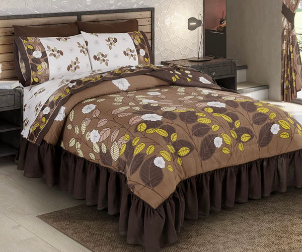 SISSLY LEAVES DECORATIVE REVERSIBLE BEDSPREAD COVERLET 1 PCS KING SIZE 60% COTTON AND 40% POLYESTER