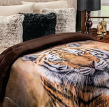 TIGER BLANKET WITH SHERPA VERY SOFTY THICK AND WARM KING SIZE MADE IN MEXICO