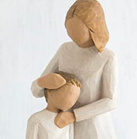 MOTHER AND SON FIGURE SCULPTURE HAND PAINTING WILLOW TREE BY SUSAN LORDI