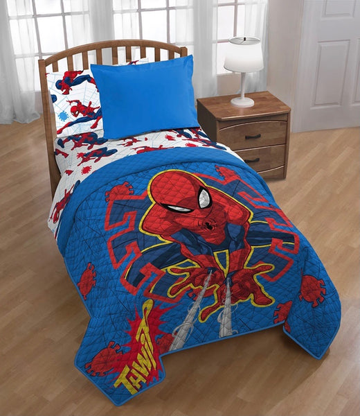 SPIDERMAN ATTACK TEENS KIDS BOYS MARVEL ORIGINAL LICENSED BEDSPREAD QUILTED 2 PCS TWIN SIZE