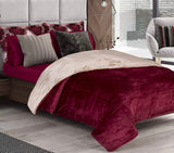 LUCERNA BURGUNDY AND BEIGE REVERSIBLE BLANKET WITH SHERPA VERY SOFTY THICK AND WARM KING SIZE MADE IN MEXICO