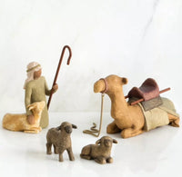 SHEPHERD AND STABLE ANIMALS FIGURE SCULPTURE HAND PAINTING WILLOW TREE BY SUSAN LORDI
