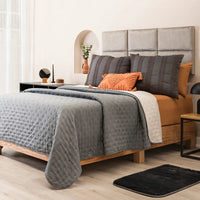 GRAY COLOR SPECIAL FABRIC ULTRA SLIM DECORATIVE REVERSIBLE COMFORTER 1 PCS TWIN SIZE