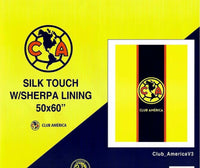 CLUB AMERICA SOCCER ORIGINAL SHERPA LINING THROW BLANKET WITH SHERPA 50”x60”